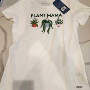 Life Is Good White 'Plant Mama Crusher Tee Sz M New With Tags Discontinued
